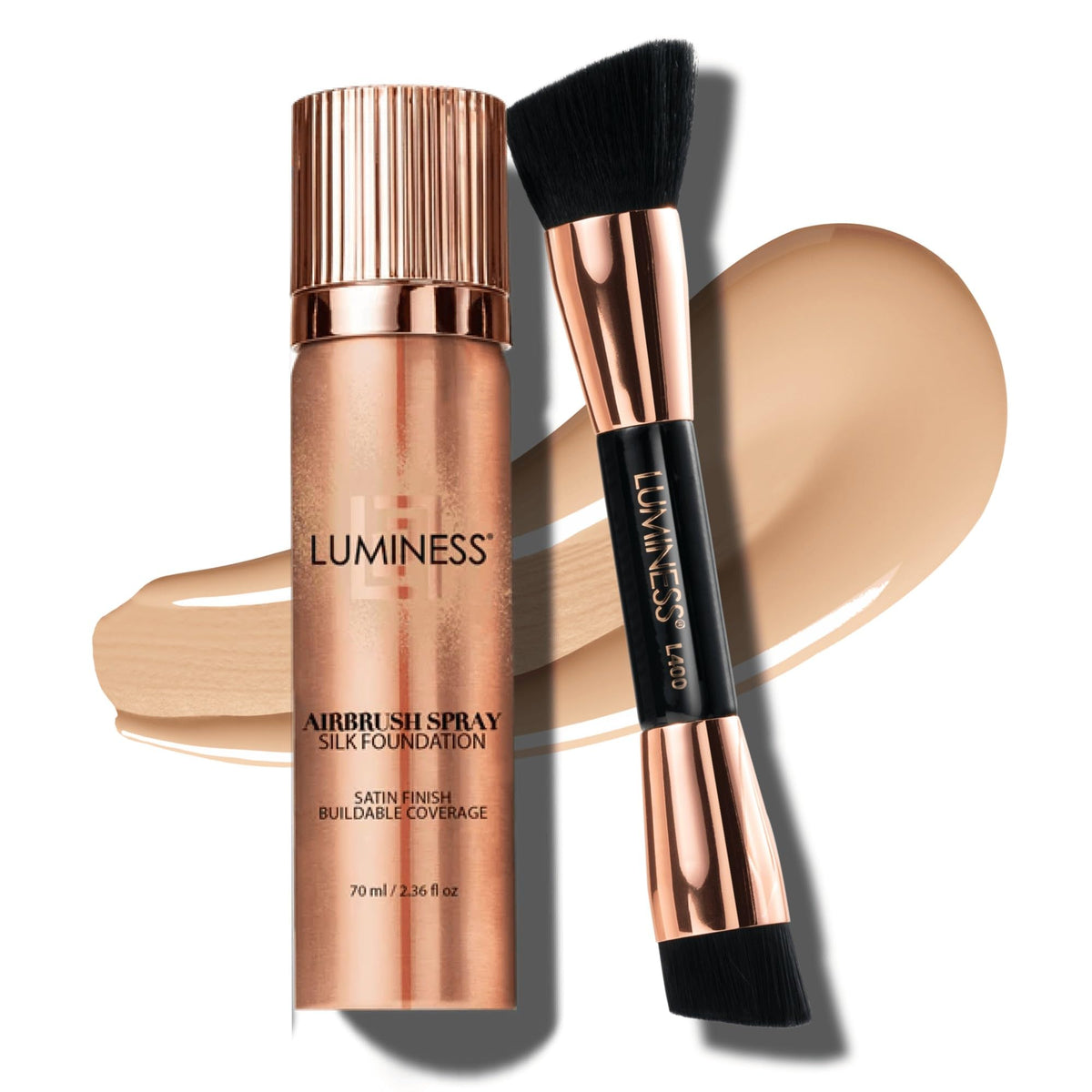 LUMINESS Silk Airbrush Foundation bottle for a smooth, even skin tone.
