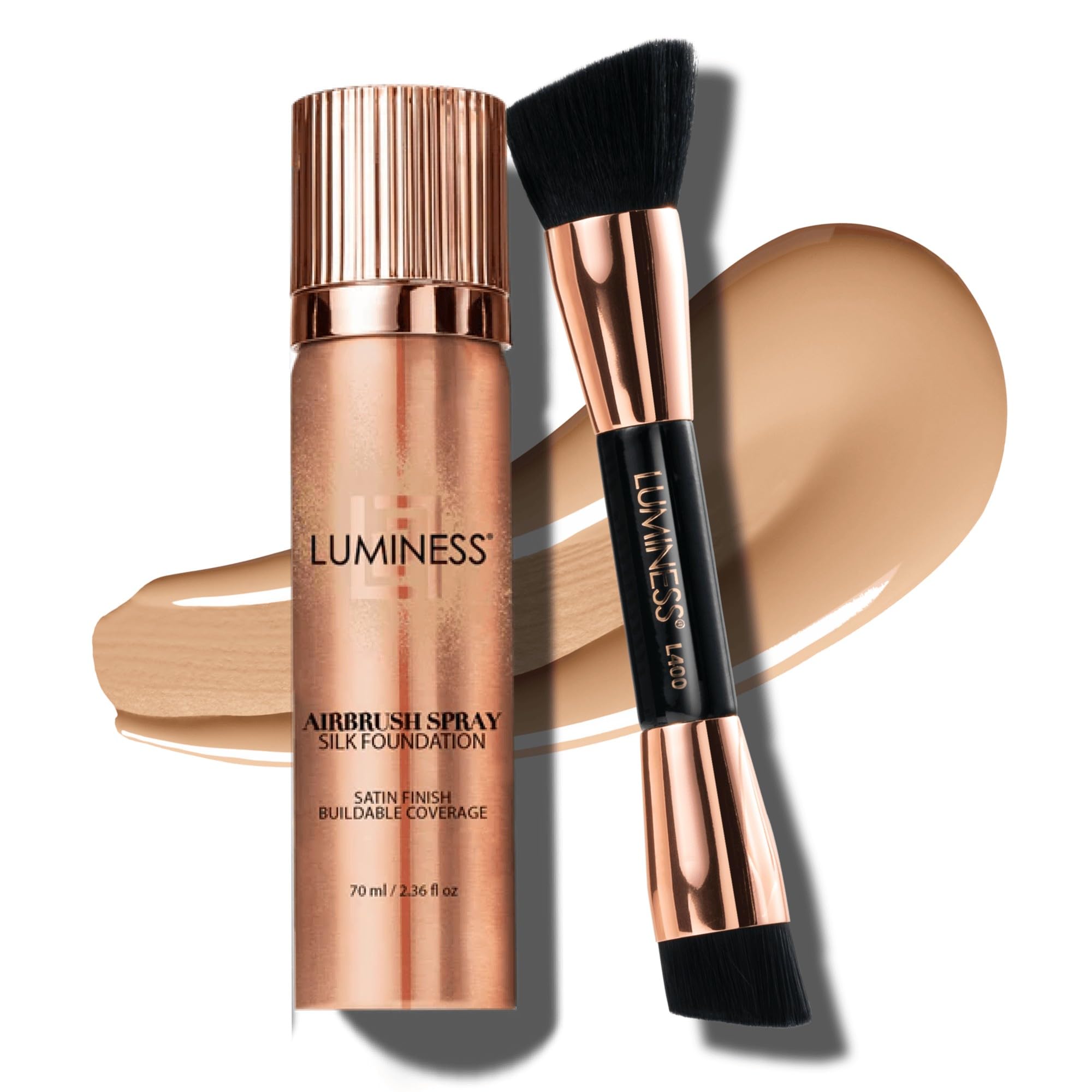 LUMINESS Silk Foundation bottle ready for buildable coverage with hydration.