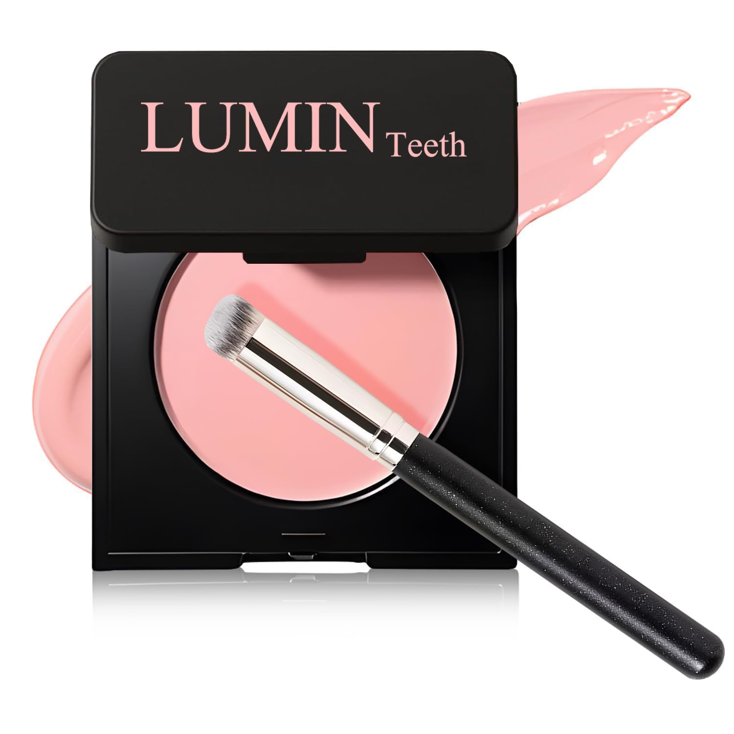 Luminoteeth Under Eye Brightener bottle closeup showing compact packaging for on-the-go brightening