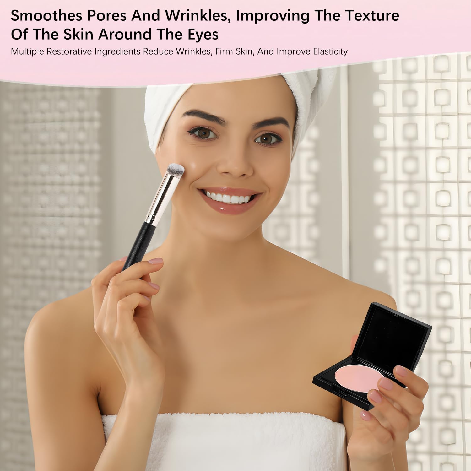 Luminoteeth Under Eye Brightener brush in use delivering precise, mess-free under-eye application