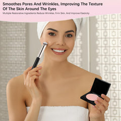 Luminoteeth Under Eye Brightener brush in use delivering precise, mess-free under-eye application