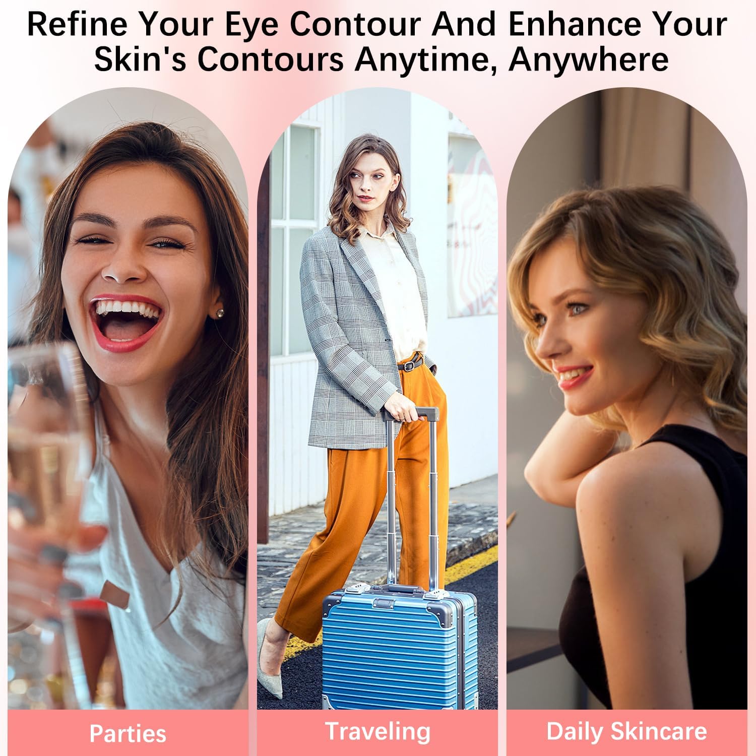 Luminoteeth Under Eye Brightener under-eye application closeup demonstrates smooth, even coverage