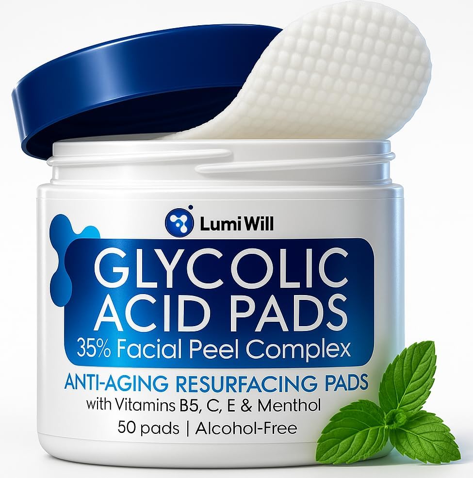 LUMI WILL Glycolic Exfoliating Pad Pack for radiant skin and routine-ready prep