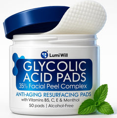 LUMI WILL Glycolic Exfoliating Pad Pack for radiant skin and routine-ready prep