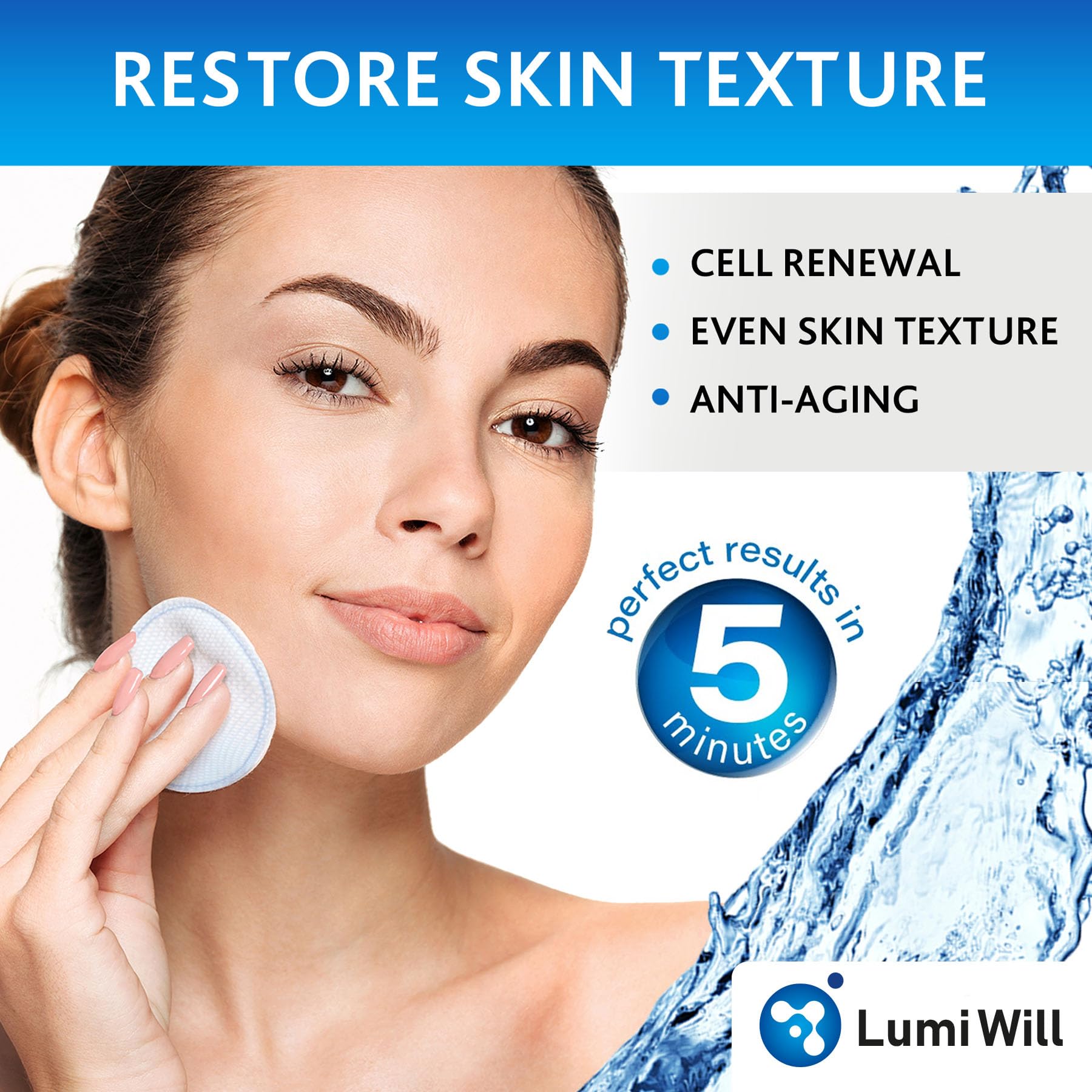 LUMI WILL glycolic pad helping unclog pores and refine texture