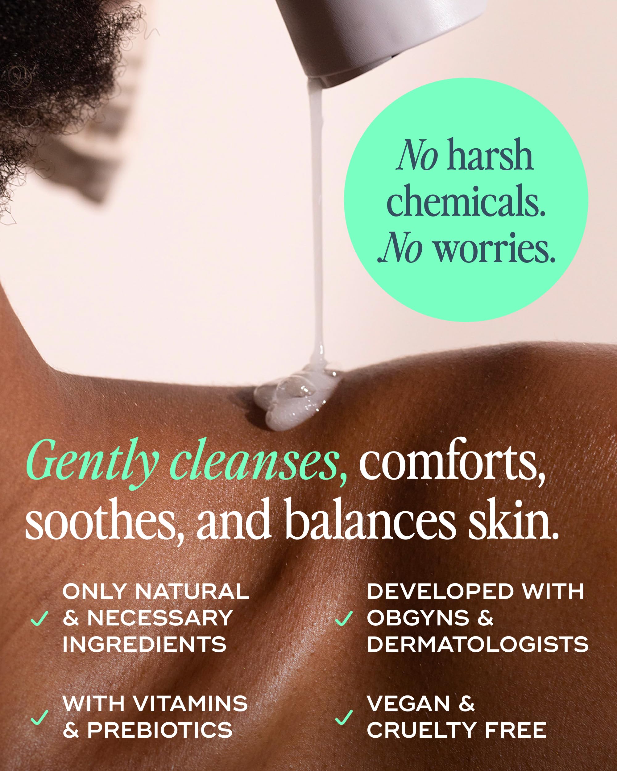 Luna Daily Feminine Wash packaging box on display emphasizes sensitive-skin care.