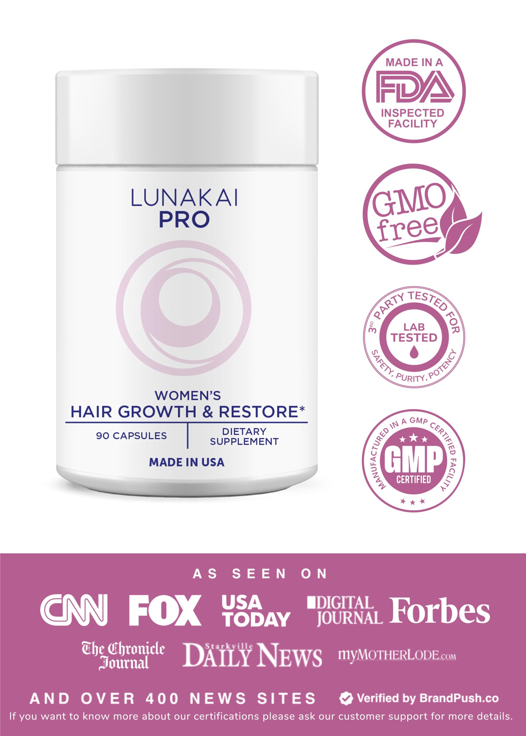 Lunakai PRO capsules-closeup highlights easy daily dosing for hair, skin, and nails