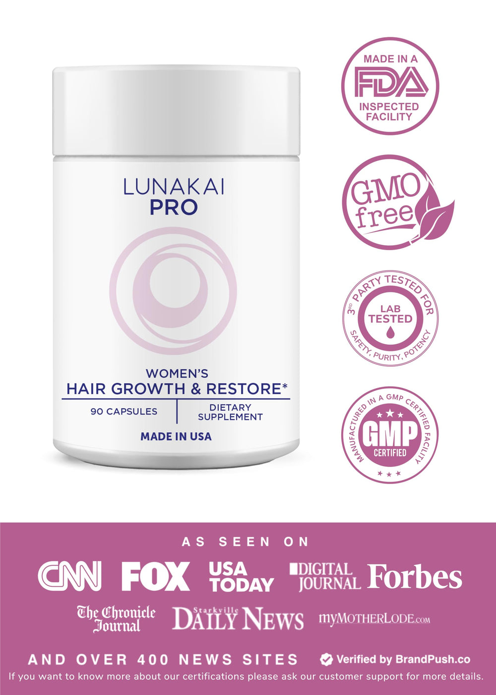 Lunakai PRO capsules-closeup highlights easy daily dosing for hair, skin, and nails