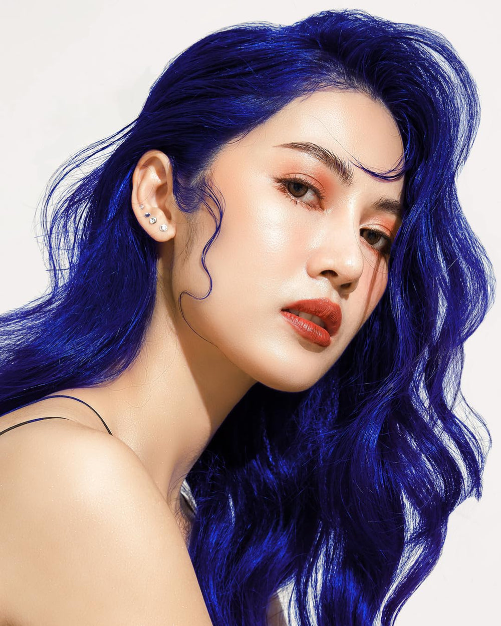 Lunar Tides Blue Velvet on dark hair shows rich velvet tone