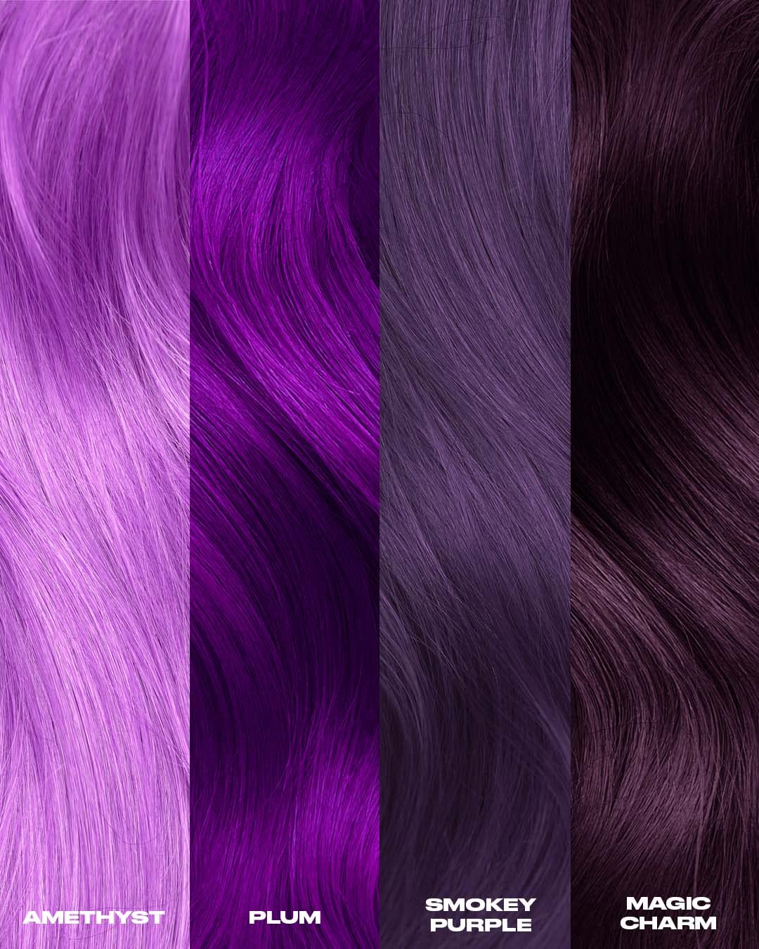 Lunar Tides Plum Purple before and after, highlighting gradual fade and conditioning.