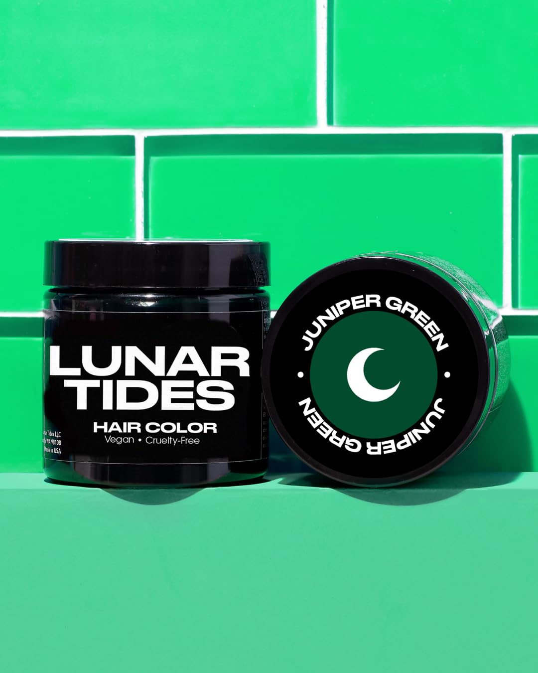 Lunar Tides model hair before-after illustrates color uptake.