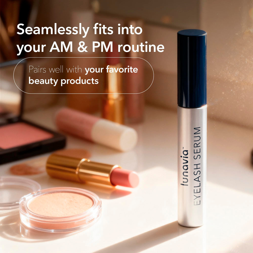 Lunavia Eyelash Serum daily routine step supporting healthier-looking lashes.