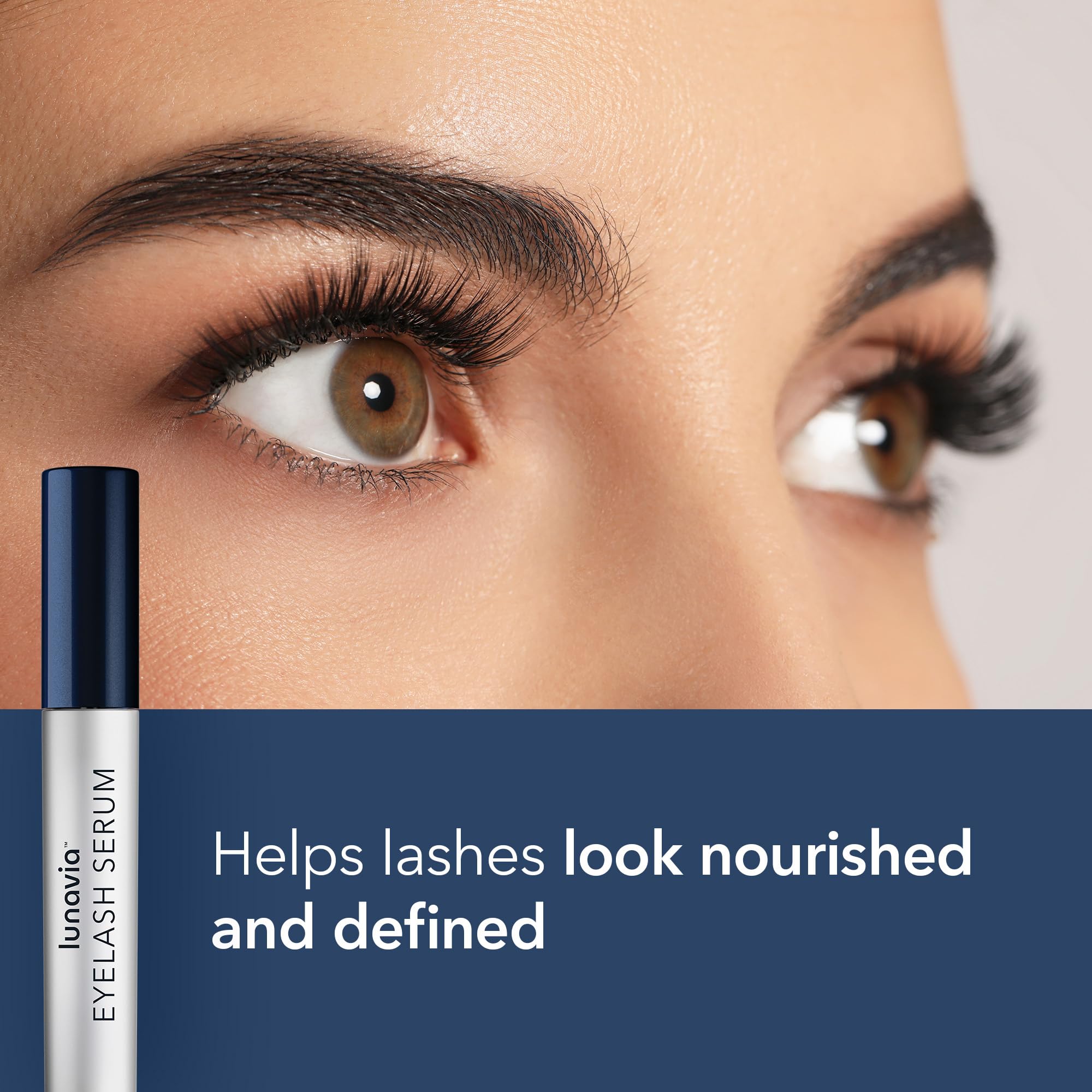 Lunavia Eyelash Serum with ginseng extract highlighting botanical care.