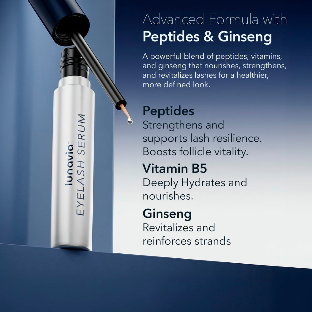 Lunavia Eyelash Serum night-application on clean lid for defined lashes.