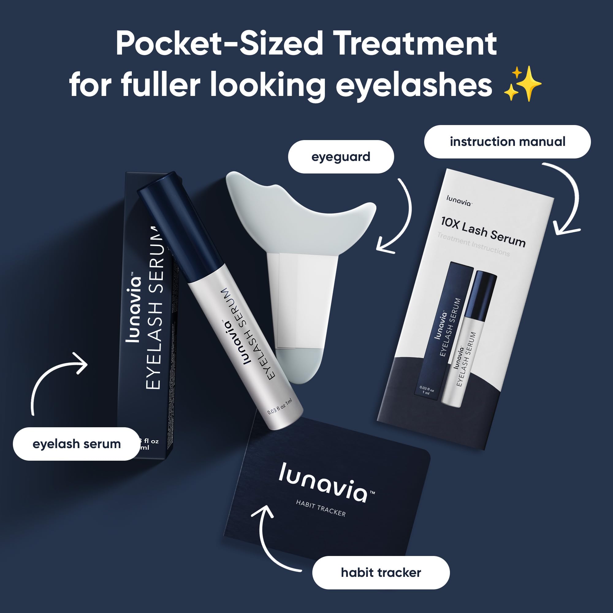 Lunavia Eyelash Serum precision applicator for eyeliner-like lash care.