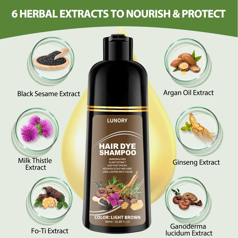 Lunory ingredients argan oil and ginseng close-up highlighting conditioning botanicals.