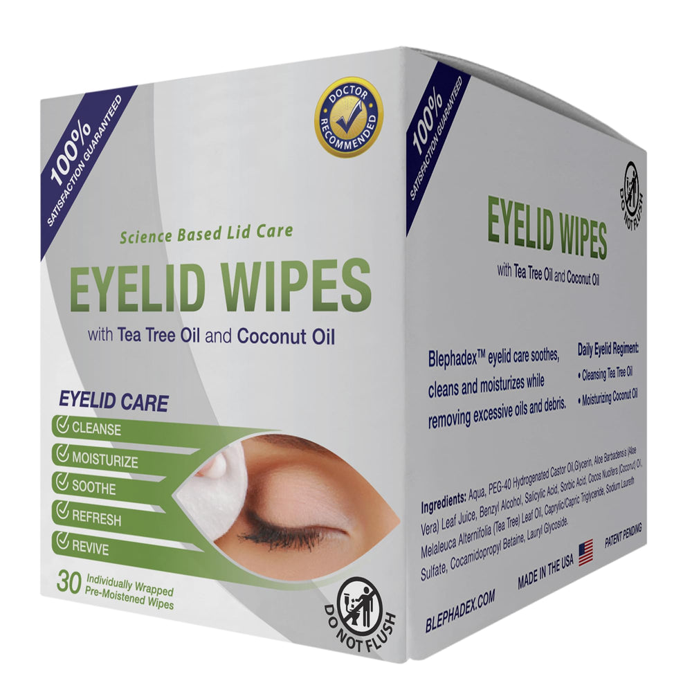Lunovus demodex eye wipes refreshes sensitive eye area.