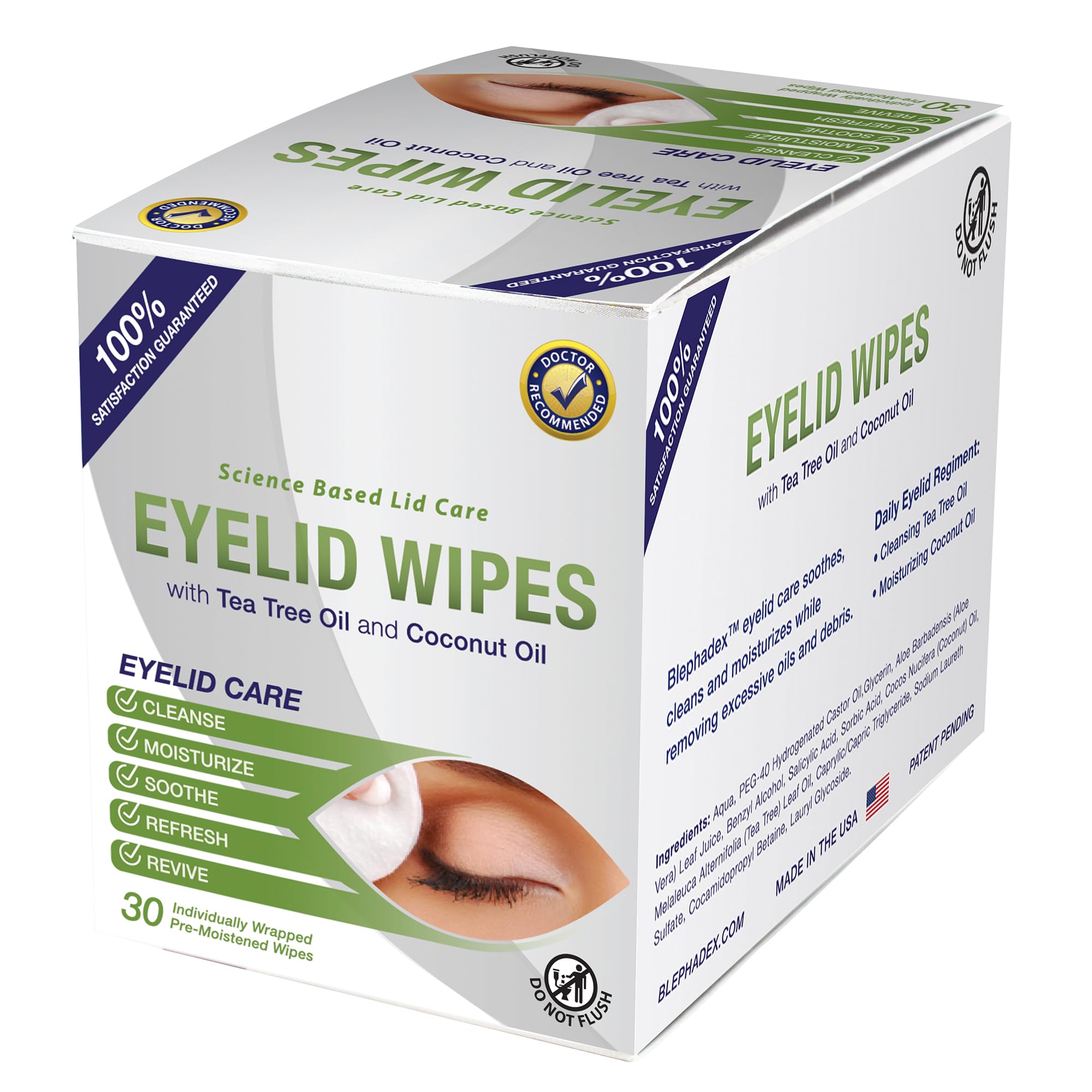 Lunovus makeup-remover eyelid wipes shown as convenient makeup removal on-the-go.