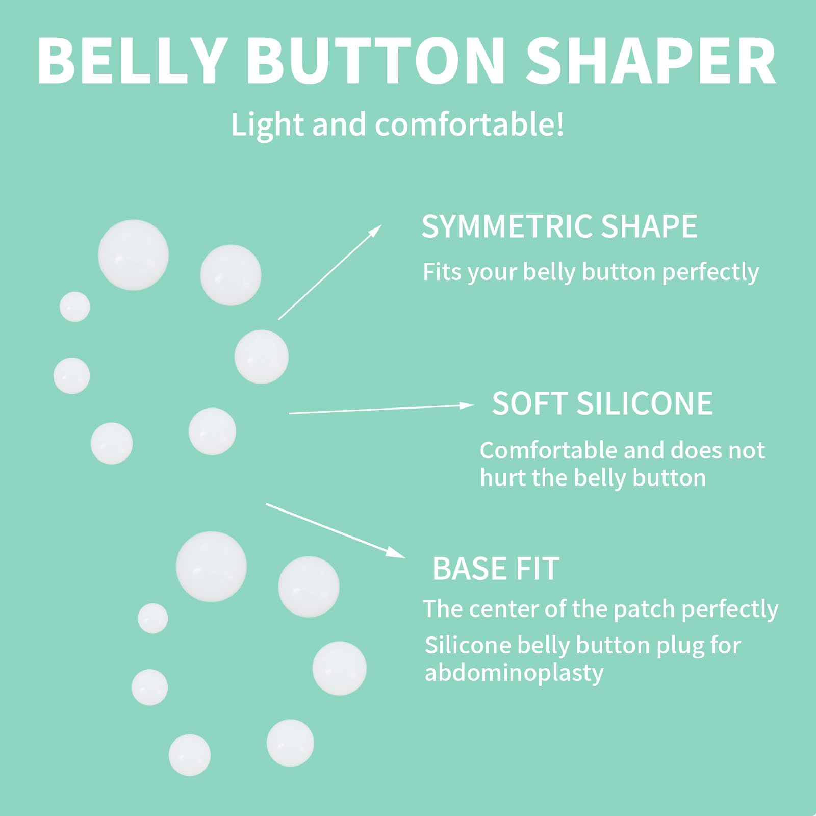 LUODAKA belly button plug showing multi-size range for customized recovery contouring