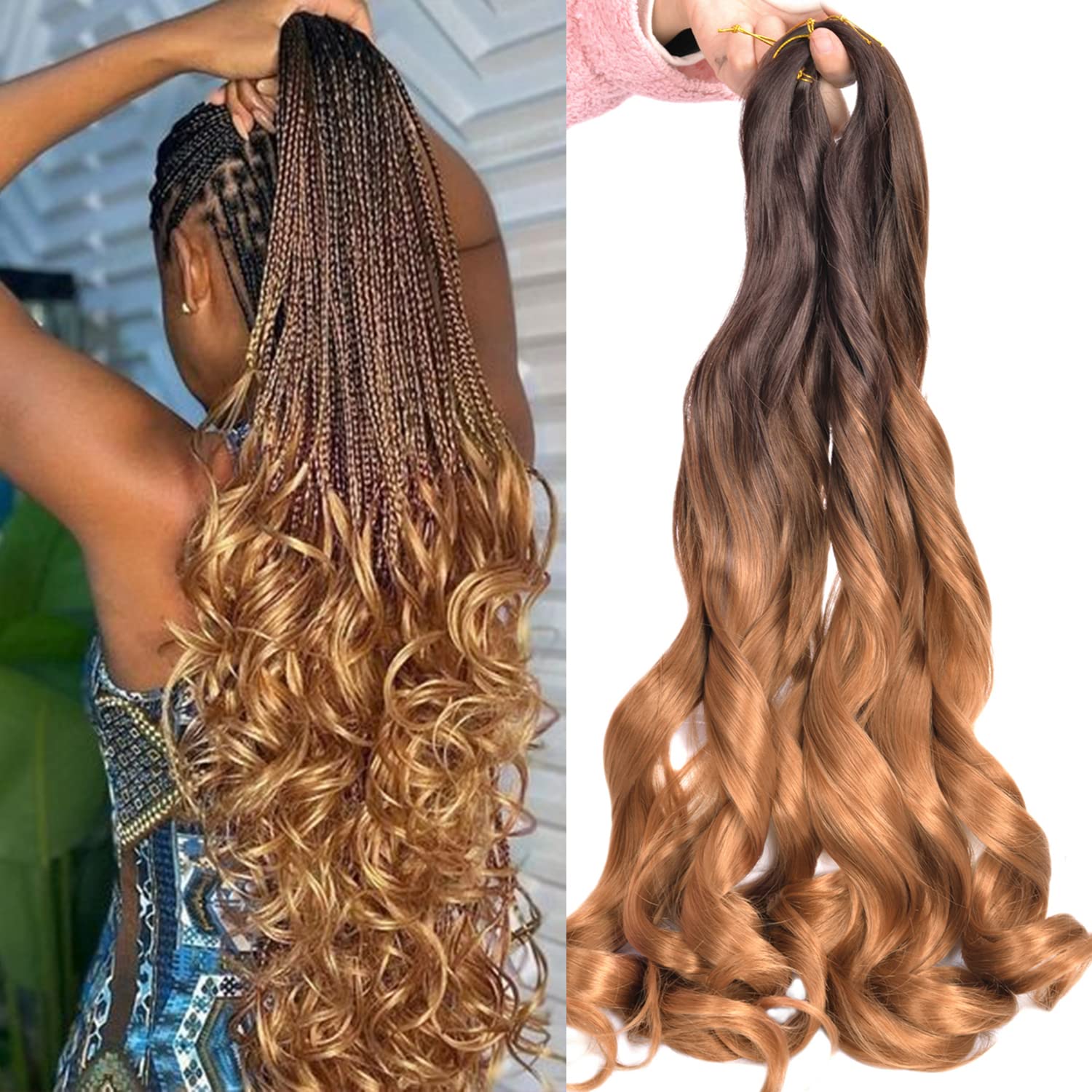 Luoyudu French curly braiding hair 24in, T430, eight-pack for protective styles
