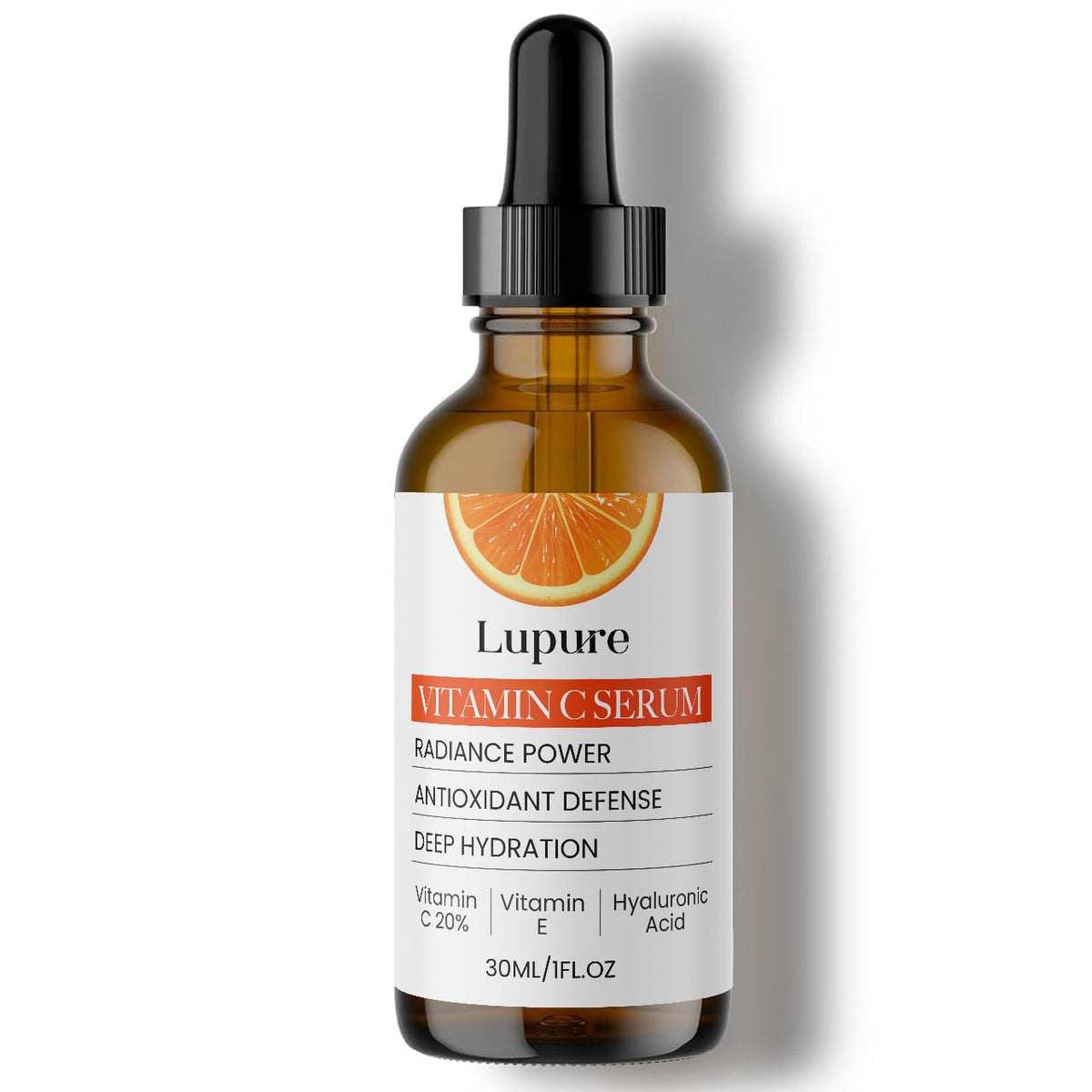 Lupure Vitamin C 20% serum bottle highlighting glow-boosting formula