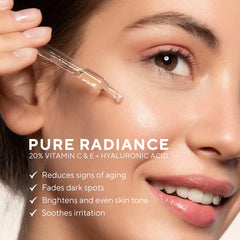 Lupure serum bottle with Vitamin E and skin nourishment visuals