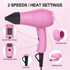 LURA dryer removable filter makes cleaning simple after daily styling.