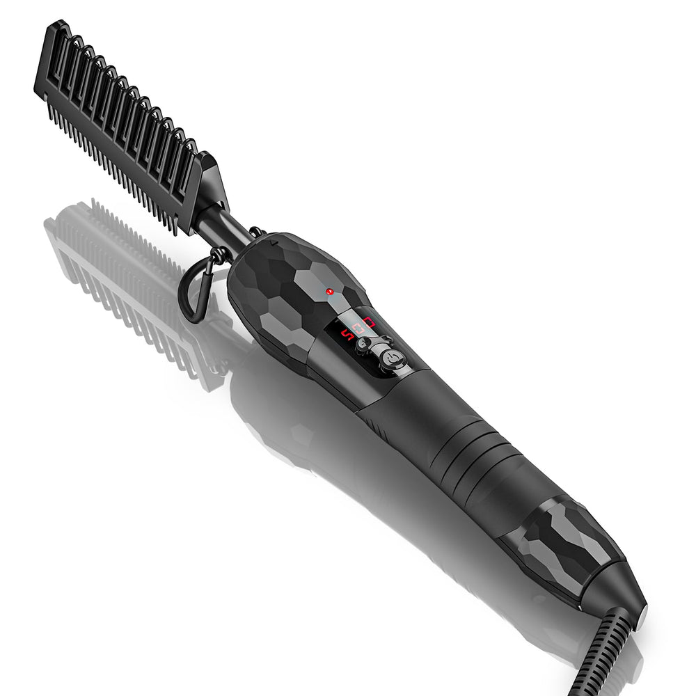 LURA anti-scald shield protects scalp during root and full-length straightening.