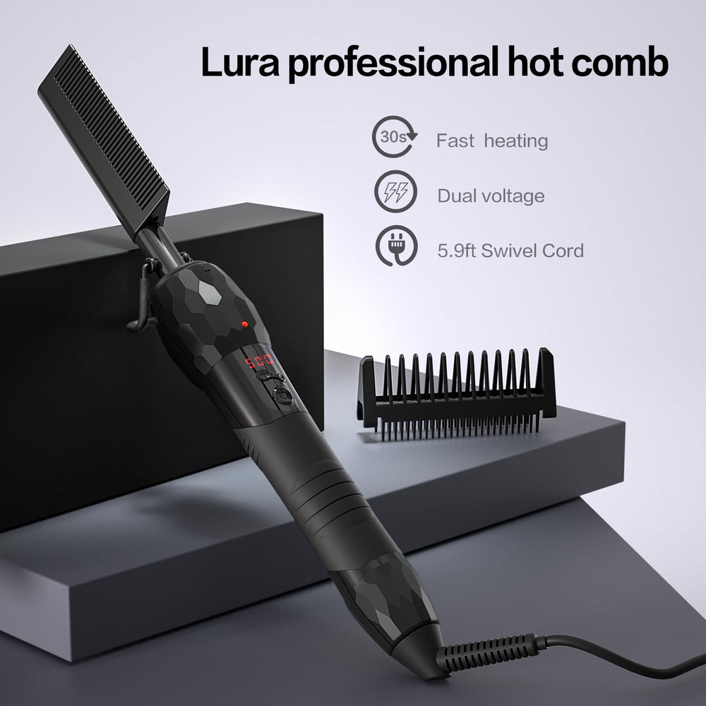 LURA hot comb dual-voltage 100-240V suits travel styling worldwide.