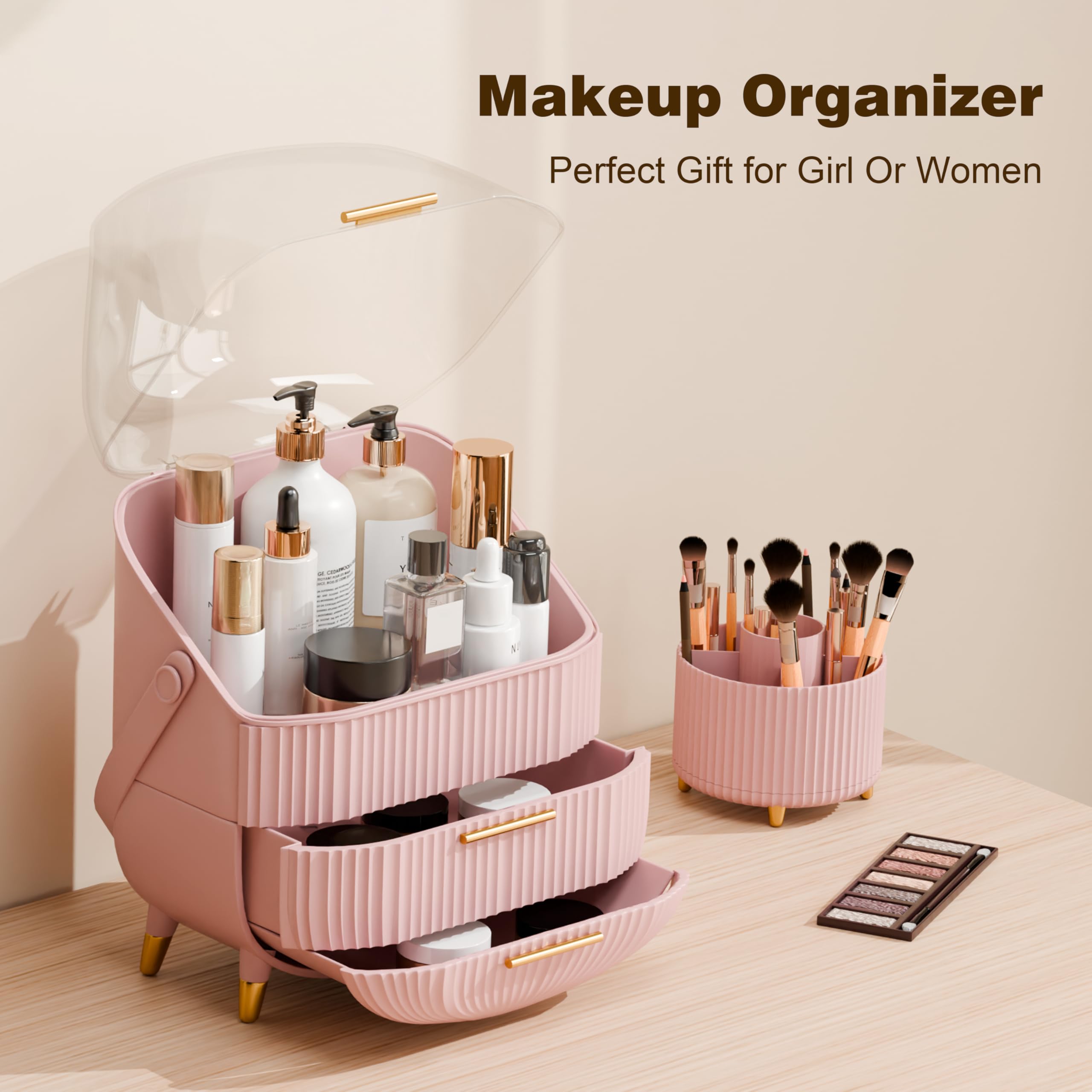 Lurcns durable ABS construction keeps cosmetics secure on any surface.