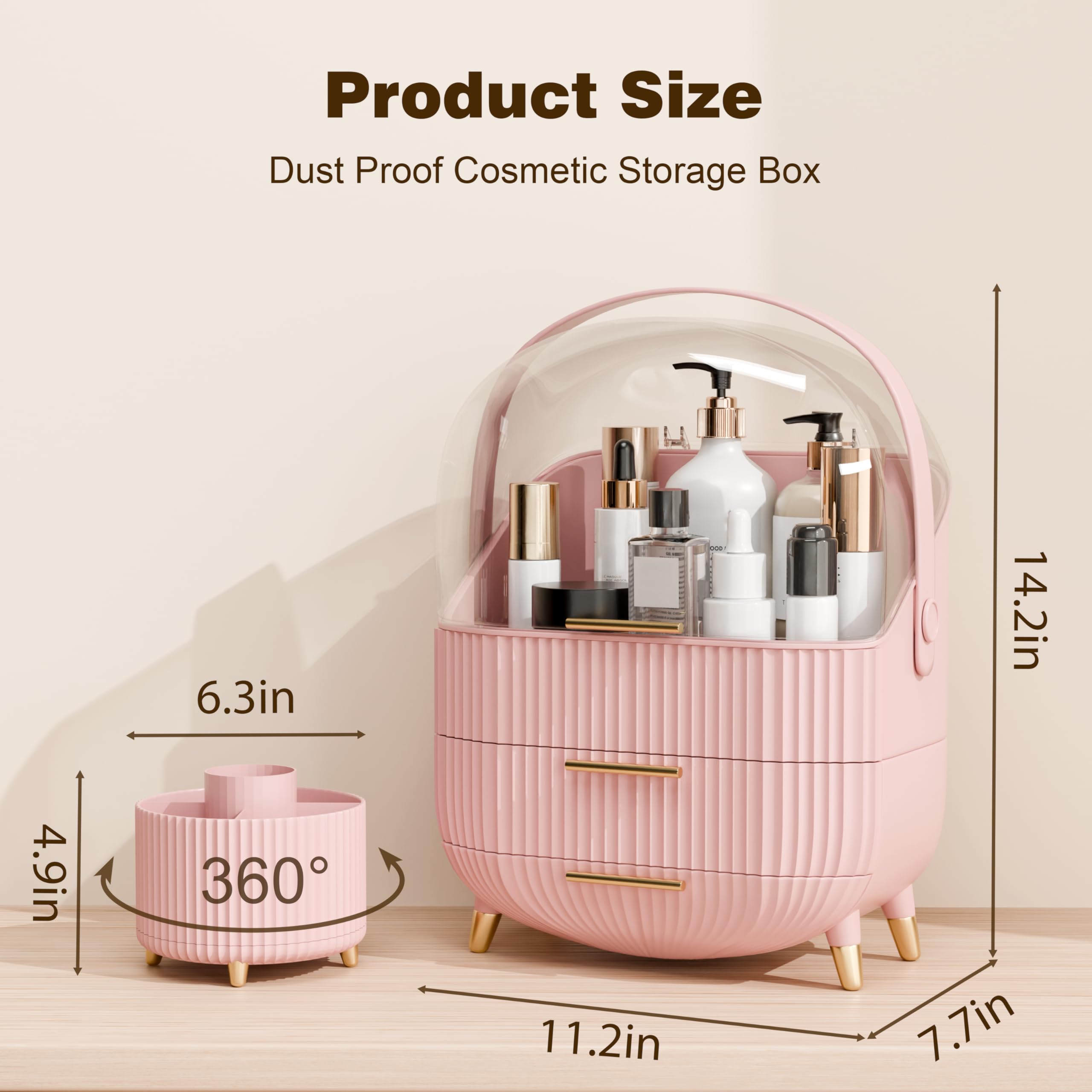 Lurcns makeup storage fits countertops and dressing desks, saving space.