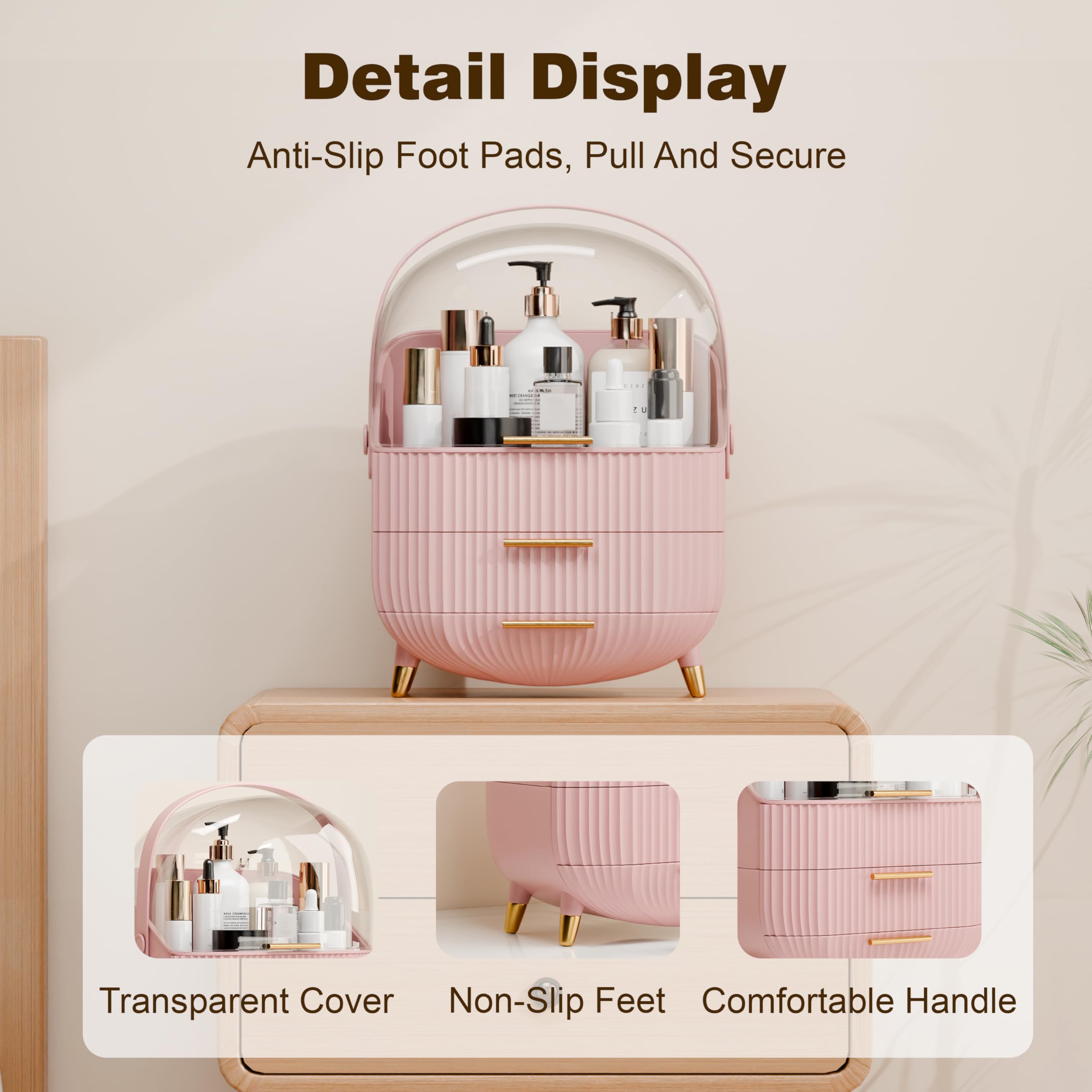 lurcns skincare organizer lid-drawer protects serums and essentials in tidy compartments