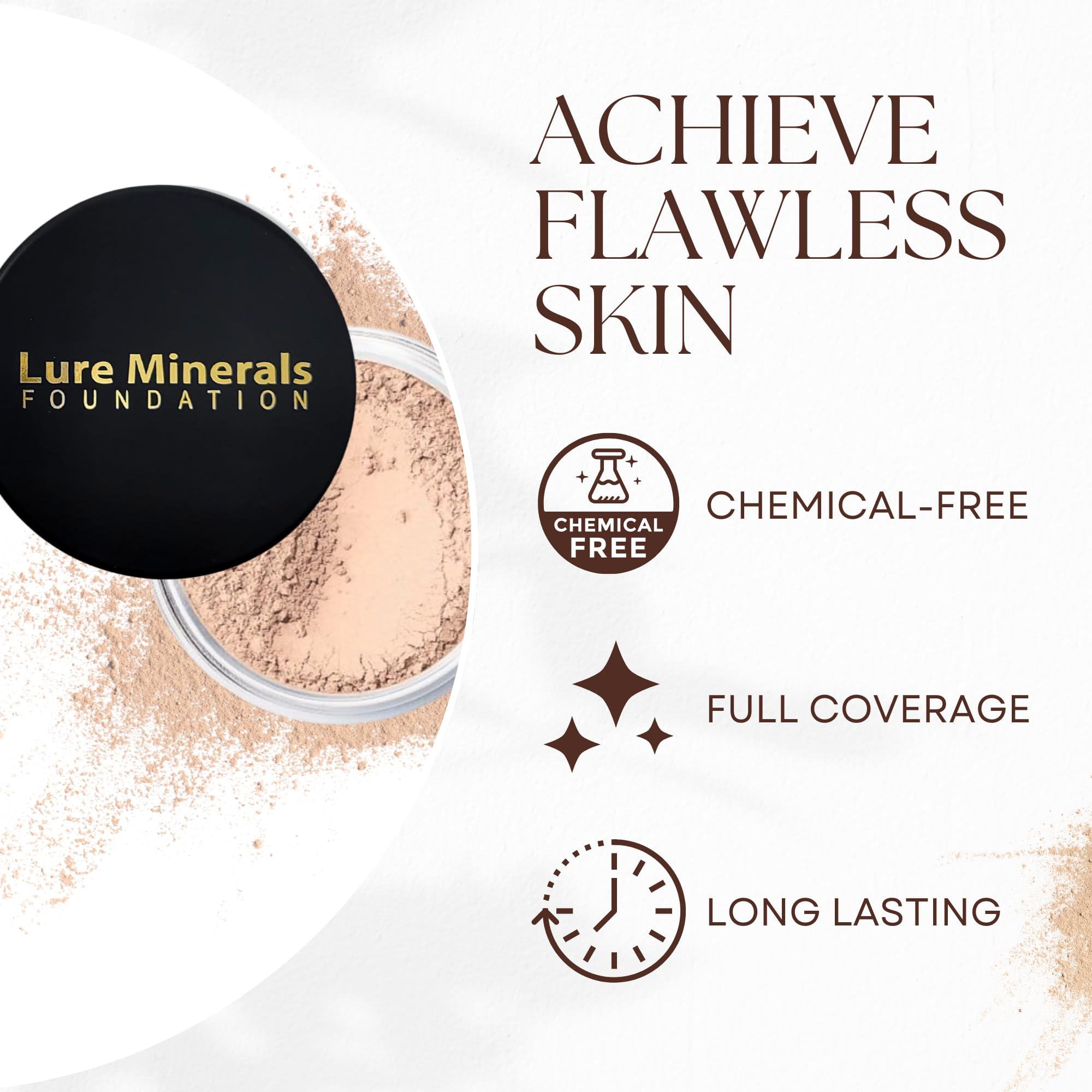 Lure Minerals packaging showcases clean ingredients and natural branding.
