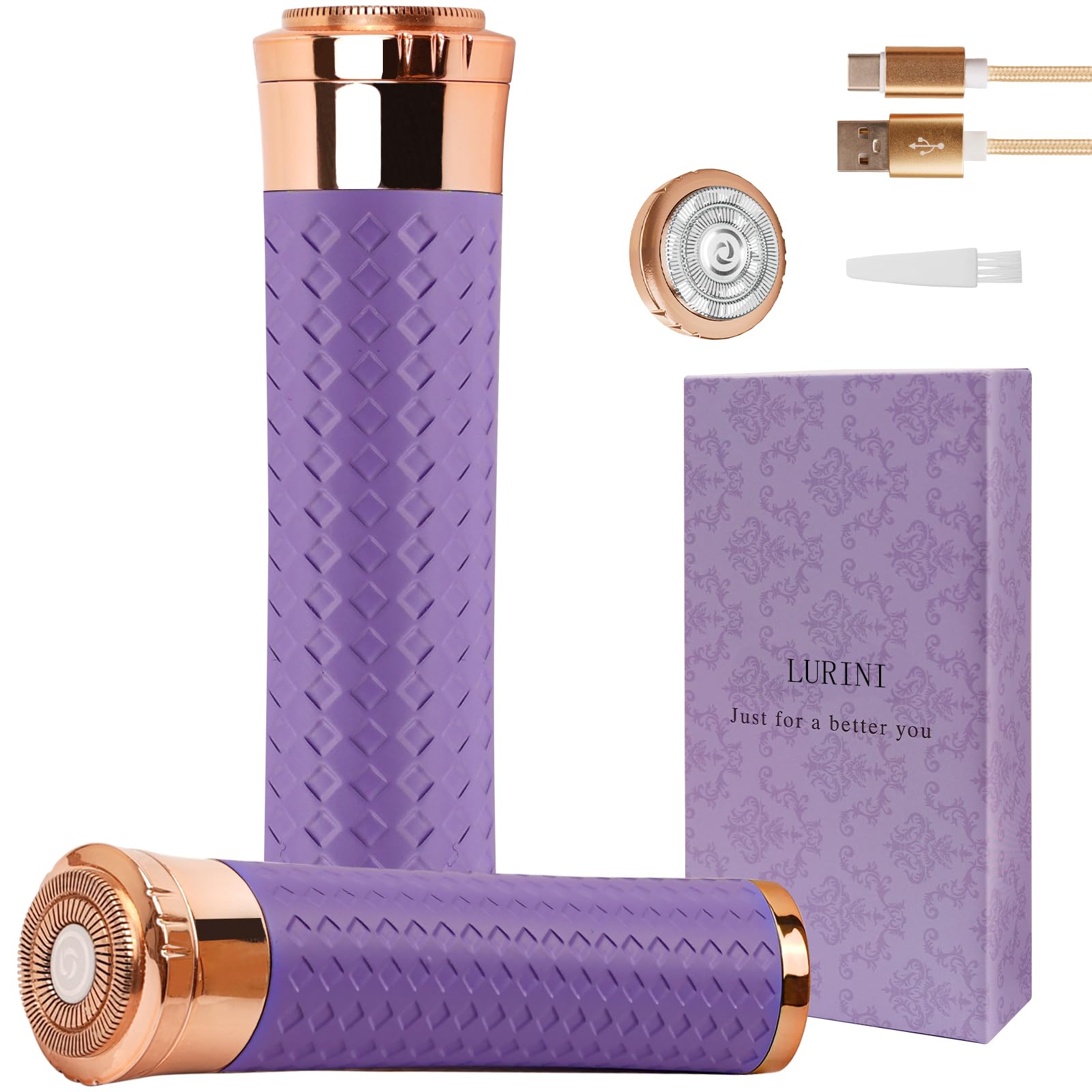 Lurini face razor purple handle gliding smoothly for painless facial hair removal