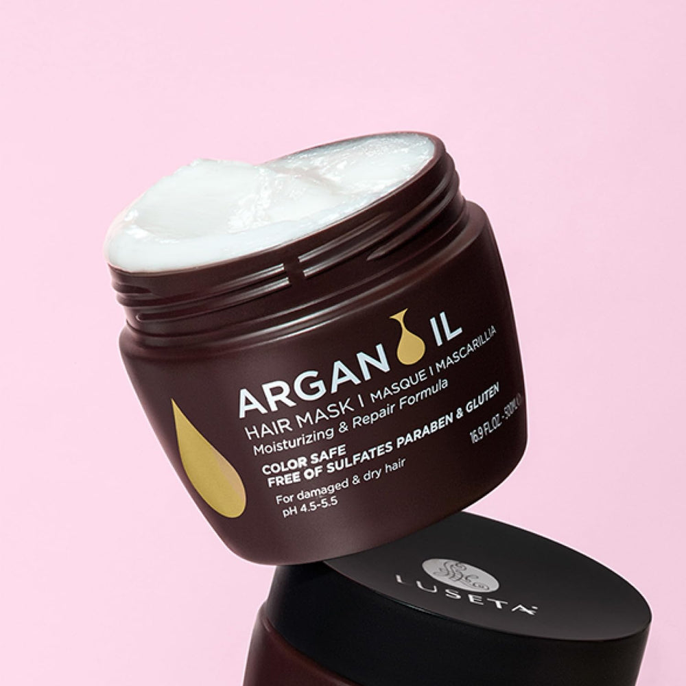 Luseta Argan Oil Hair Mask argan oil ingredient close-up highlights nourishment
