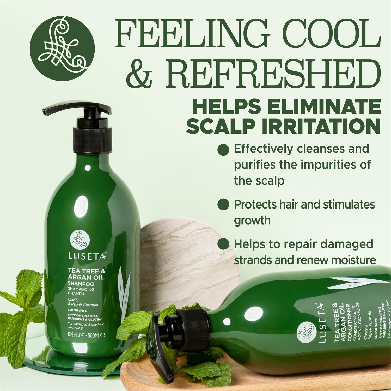 Luseta Argan Oil Shampoo bottle nourishes and repairs dry hair.