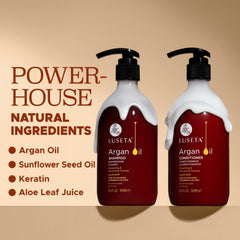 Luseta Argan Oil set packaging view emphasizing complete care for shiny, manageable hair.