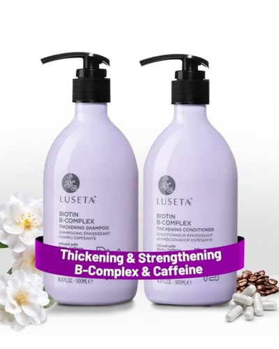Luseta B-Complex Shampoo bottle highlights strengthening formula for fuller-looking hair.