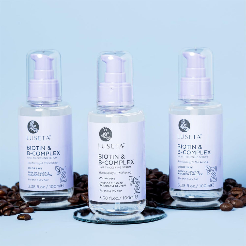 L LUSETA Biotin B-Complex Hair Oil box and logo display.