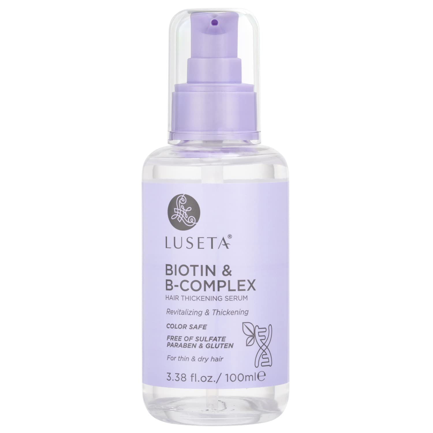 Luseta Biotin B-Complex Hair Oil bottle shows nourishing serum for fuller, healthier-looking hair