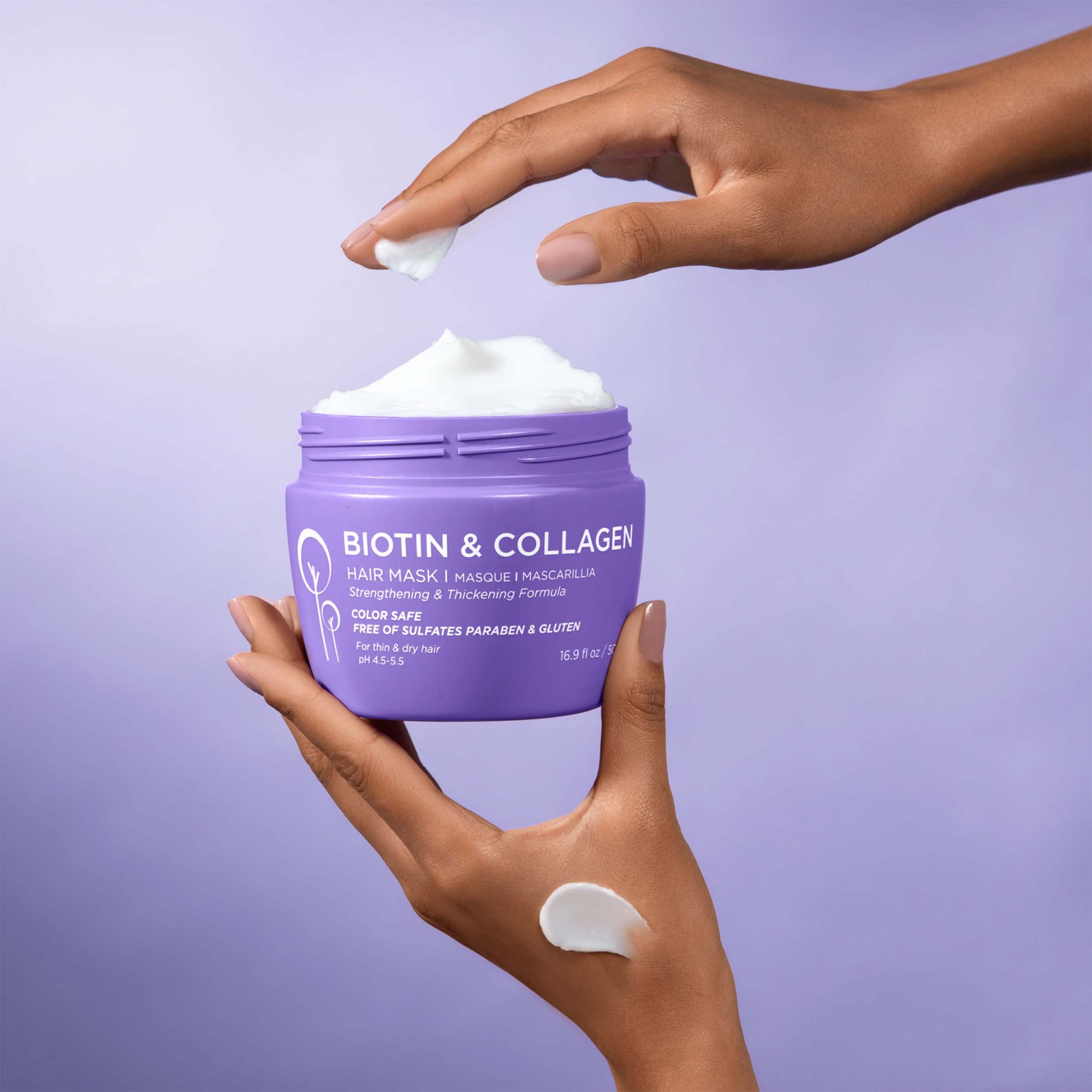 Luseta Biotin Collagen Hair Mask application on damp hair enhances conditioning.