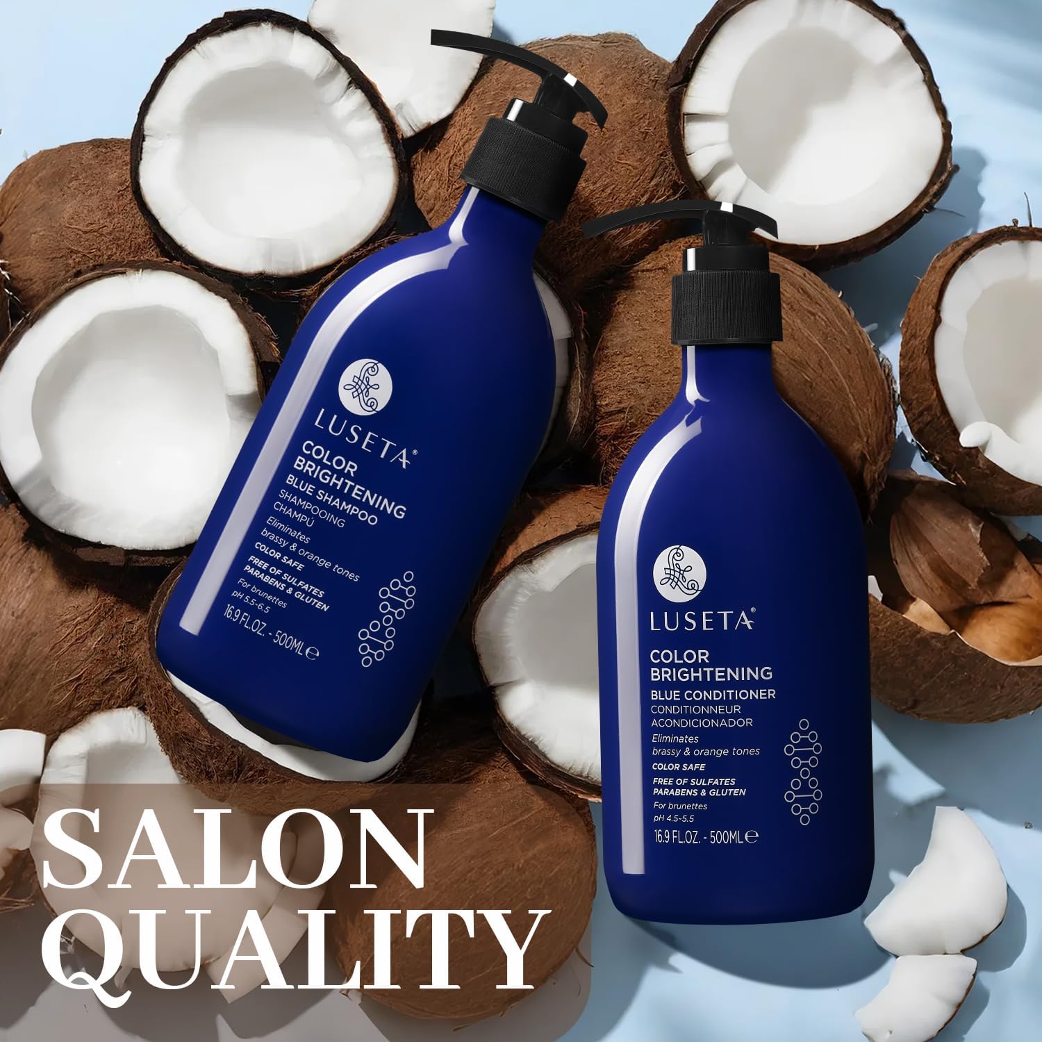 L LUSETA Blue-pigment shampoo closeup shows vivid pigments for toning.
