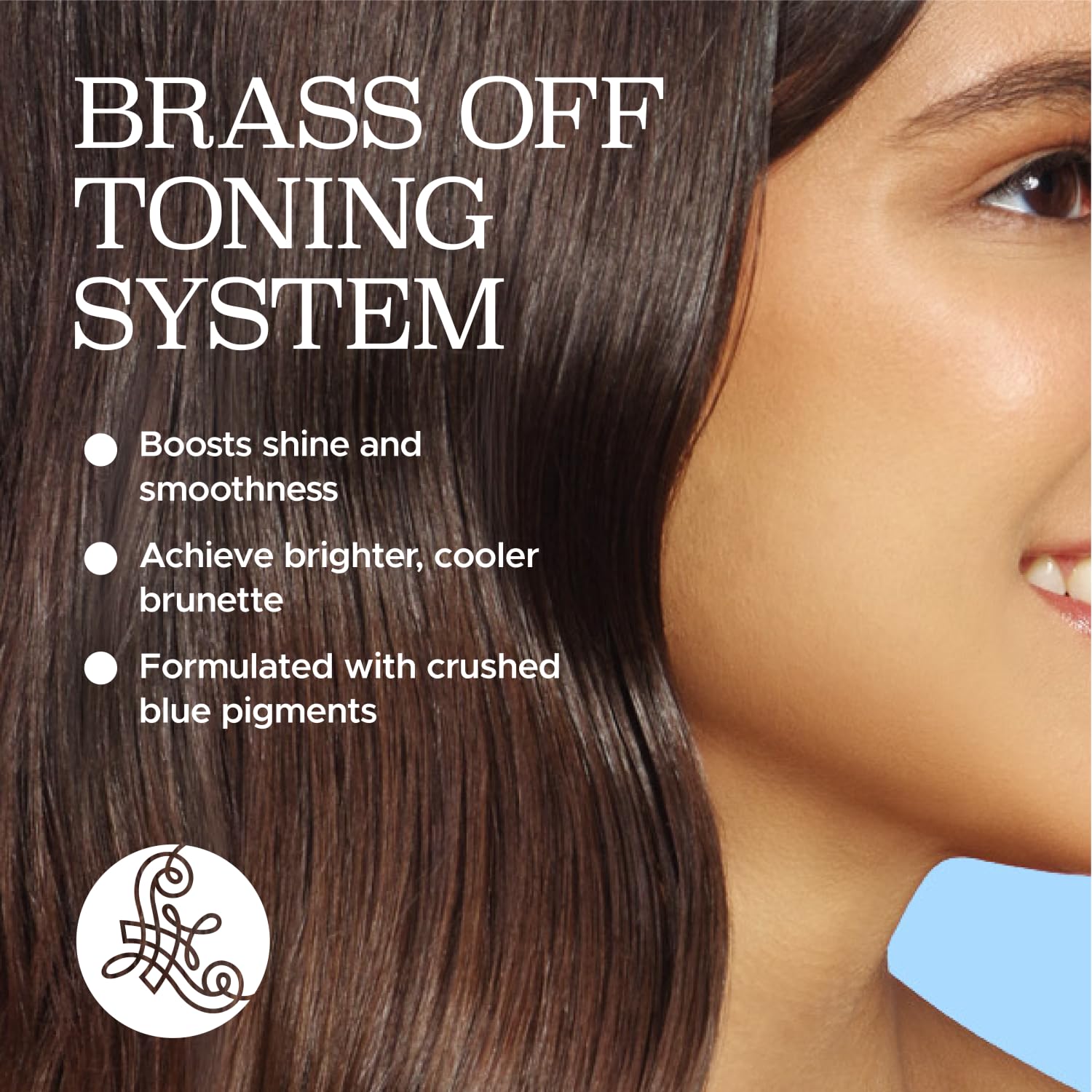 Luseta blue shampoo bottle closeup highlighting color-safe toning benefits.