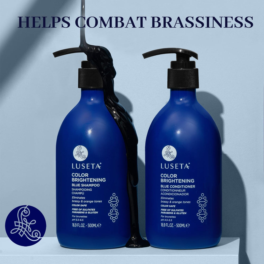 L LUSETA Shampoo and Conditioner set box highlights color-safe care for brunettes.
