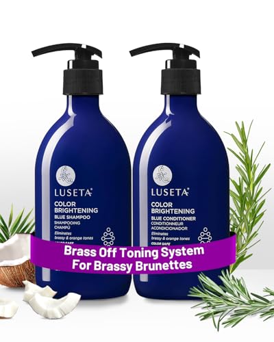 Luseta blue shampoo pour tones brassy hair toward cooler brunette hues.