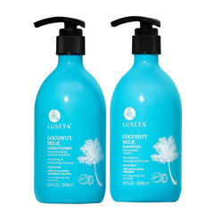 L LUSETA Coconut Milk Shampoo bottle highlights moisturizing, color-safe formula