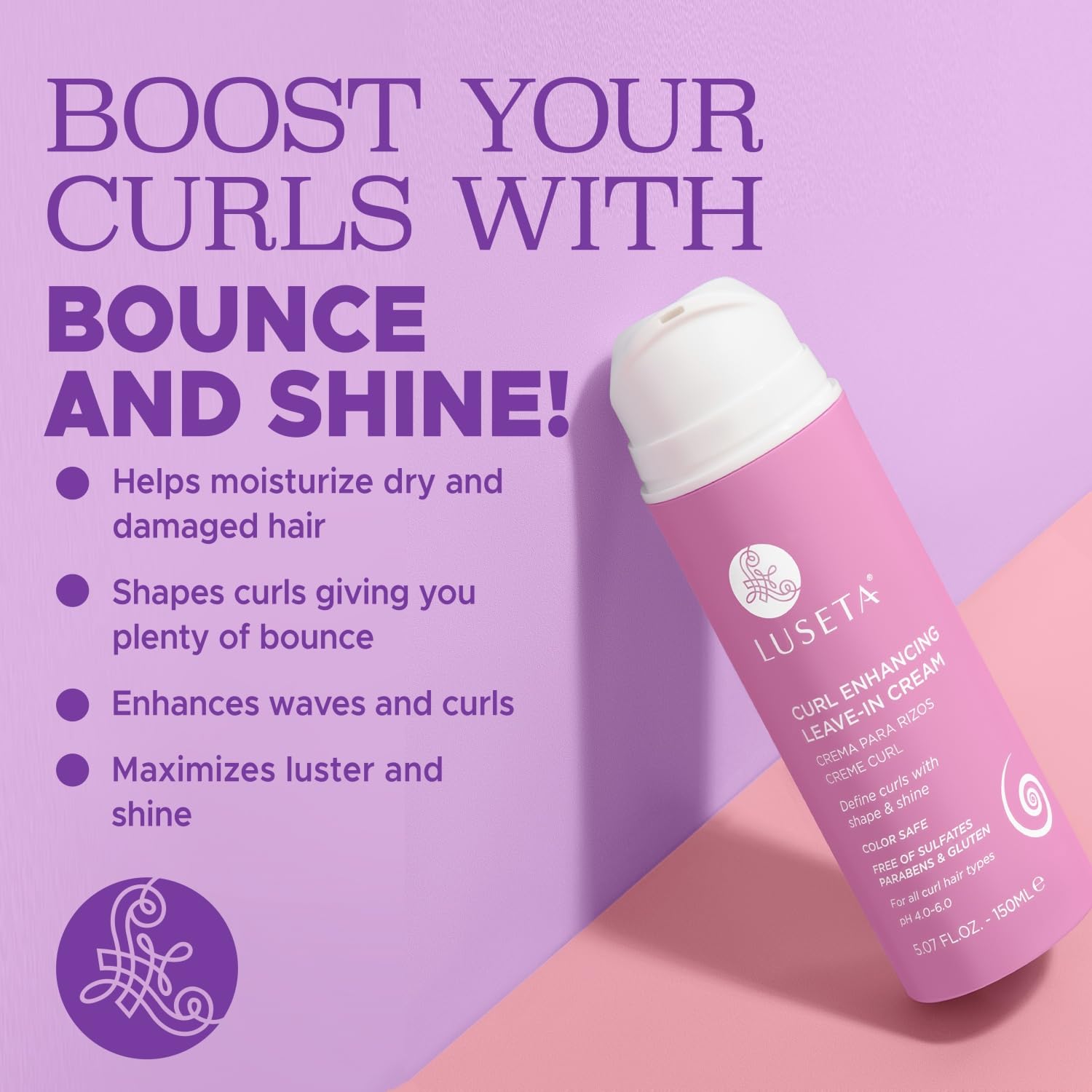 Luseta curls before defining cream on frizz-prone hair for smoother look