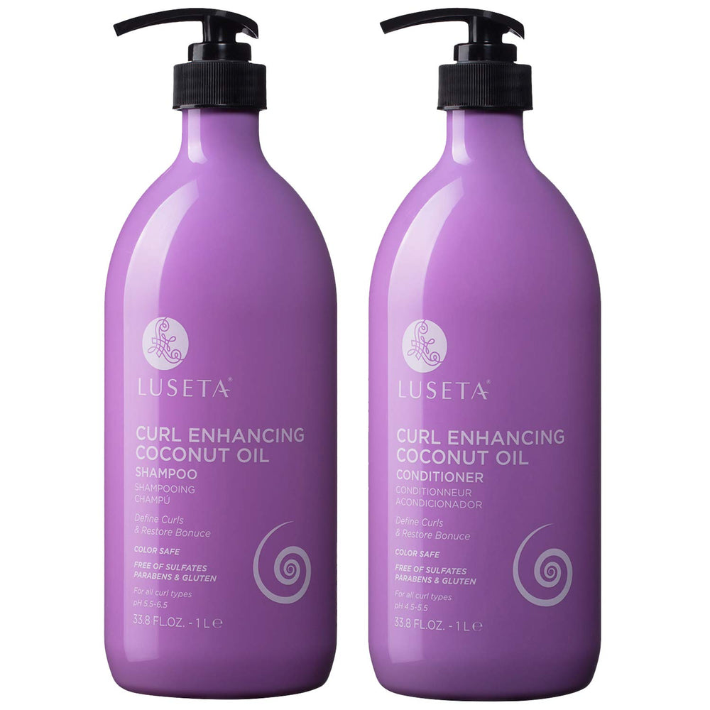 Luseta curly hair shampoo bottle—curl definition with coconut oil for bounce and moisture.