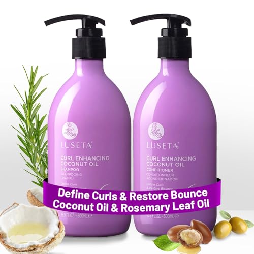 L LUSETA Luseta Curly Hair Shampoo and Conditioner Set with Coconut Oil for defined, frizz-free curls.