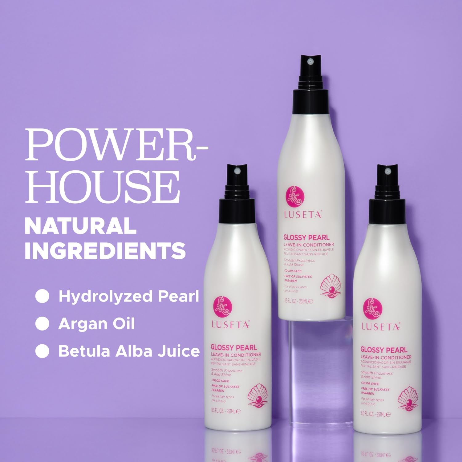 Luseta Glossy Pearl hair-application on damp hair aids detangling and moisture